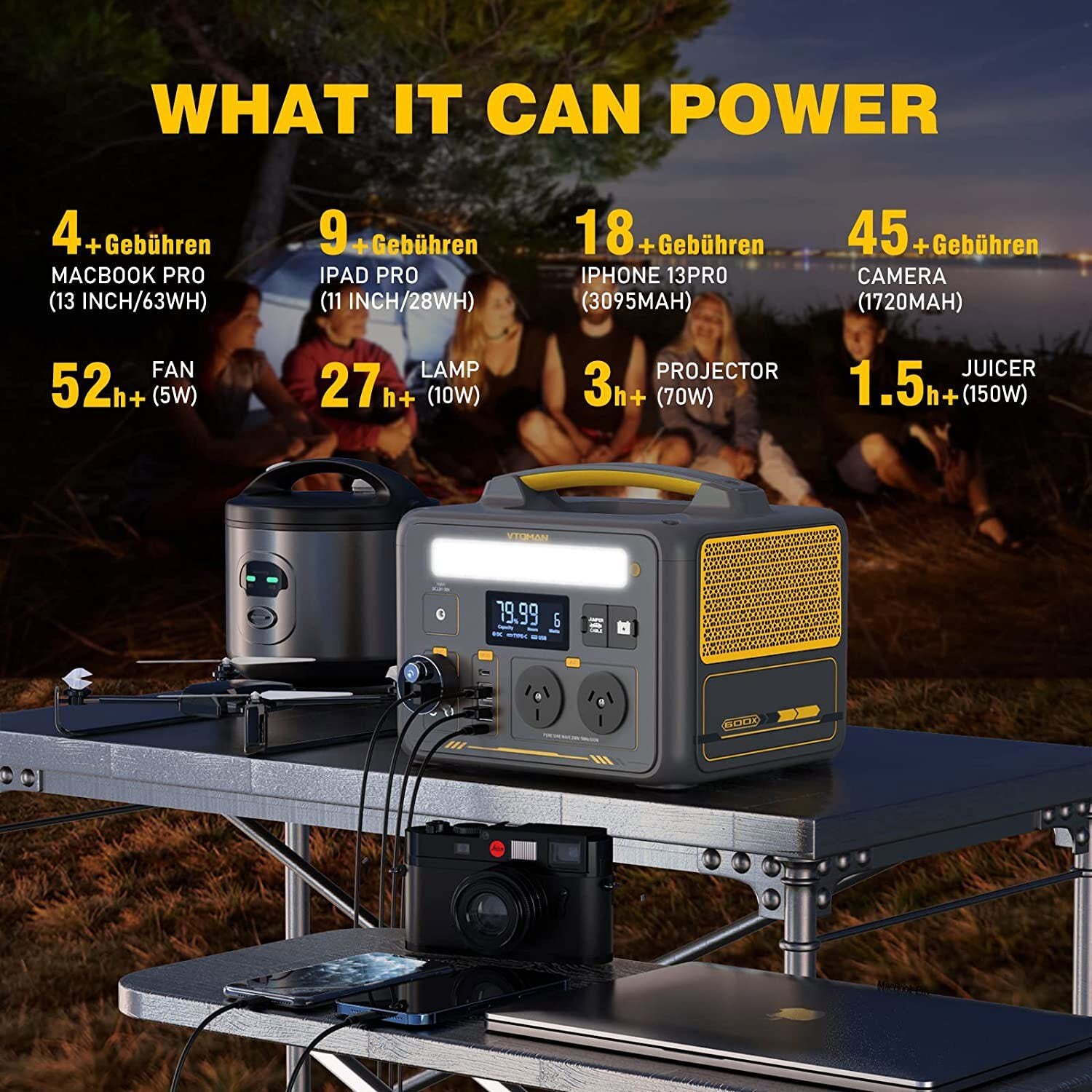 VTOMAN Jump 600X Portable Power Station 600W Solar Generator 299Wh for Camping