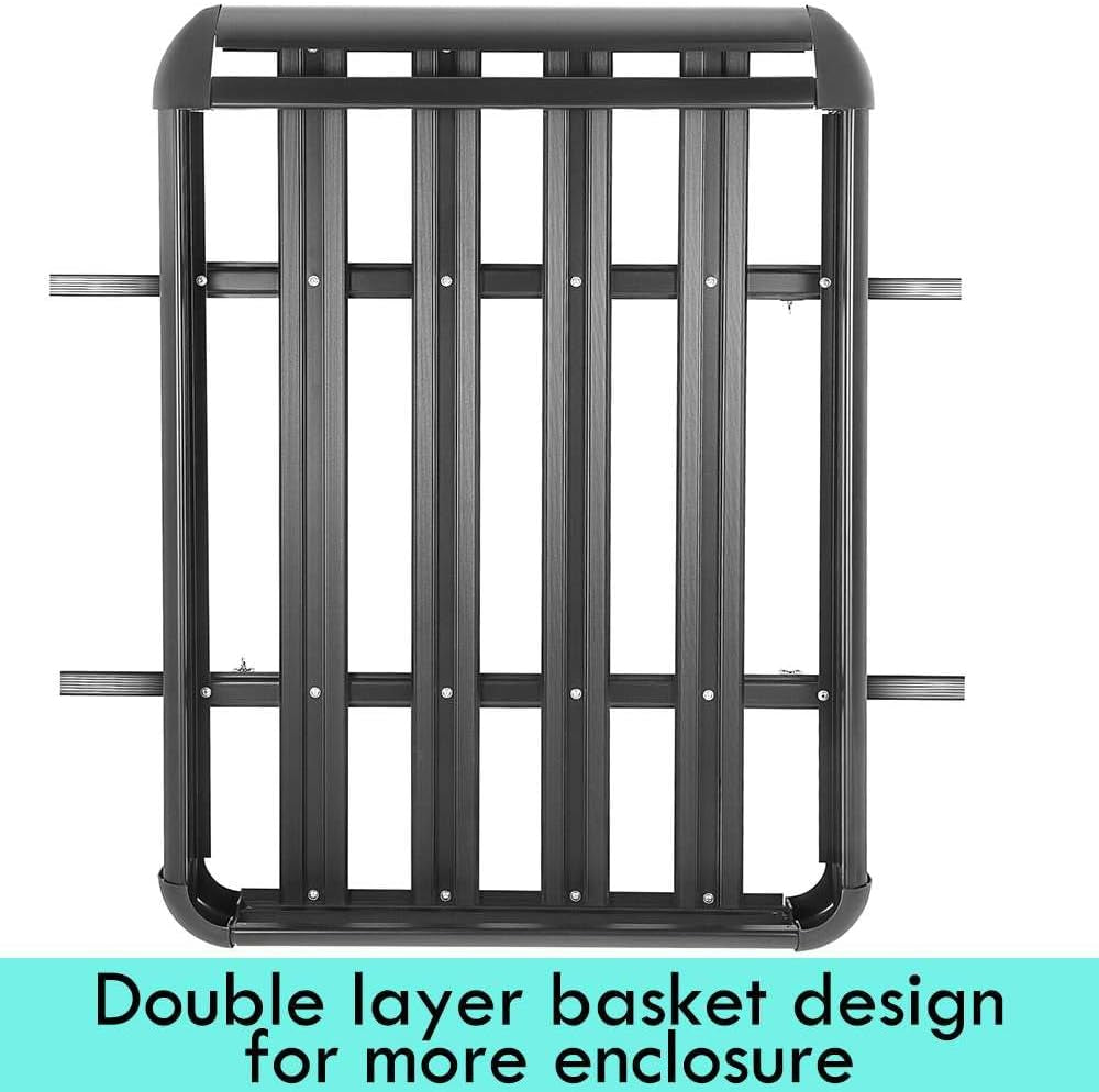 Car Roof Rack Basket Luggage Carrier Vehicle Cargo Rails 140X100Cm Black 150KG