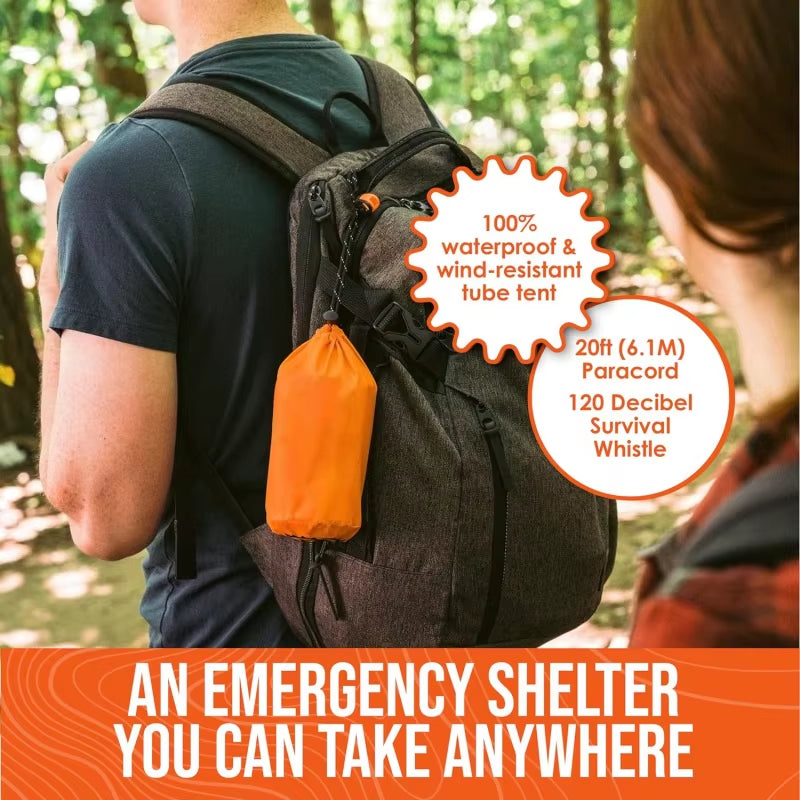 Life Tent Emergency Survival Shelter 2 Person Emergency Tent 2.4*1.5M Survival Tent Emergency Shelter with Whistle & Paracord