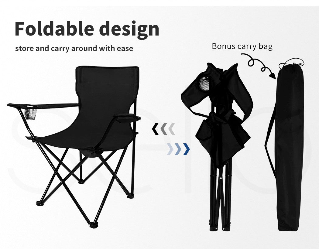 Levede Camping Chairs Folding Arm Foldable Portable Outdoor Beach Fishing Picnic