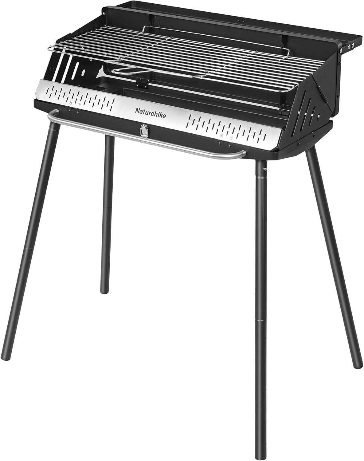 Portable Charcoal BBQ Grill, Height Adjustable Camping Barbecue Grill for Garden Backyard Party, Outdoor Cooking (Grill Tong & Carry Bag Included)