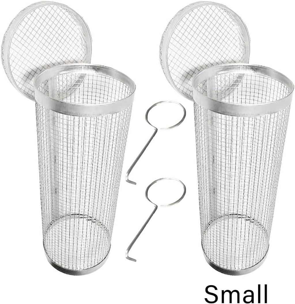2PCS round BBQ Grill Basket, 7.9/11.8 Inch Rotating Barbecue Cage for Vegetables, Meat, and Seafood, Portable Smoker Drum with Mesh Design