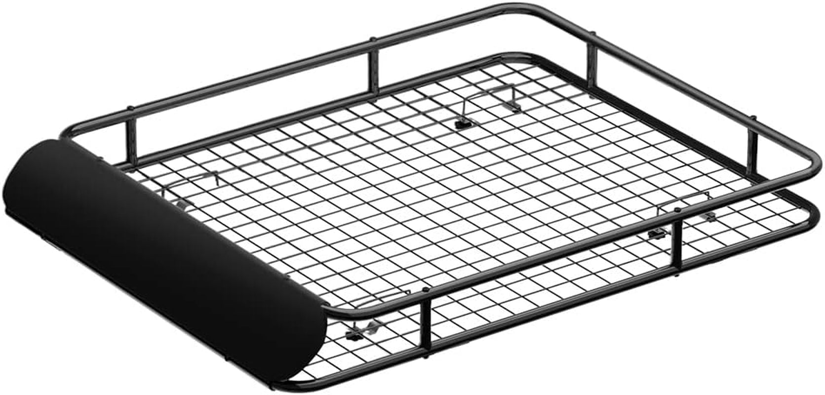 Car Roof Rack, 123 X 96 X 13.5Cm Universal Roofs Racks Pod Box Storage Basket Container Cars Accessories Transporting Storages, Clamp 80Kg Carrying Space Steel Black
