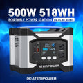 Atem Power Portable Power Station 500W Solar Generator 518Wh Charging RV Backup