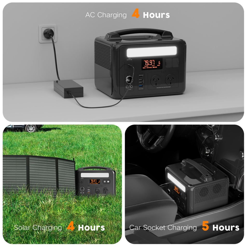 Voltx 600W 307Wh Solar Generator Portable Power Station Emergency RV Camping