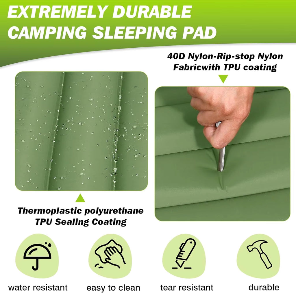 Extra Thick 4 Inch Camping Sleeping Pad Outdoor Camping Self-Inflating Mats Spliceable Hiking Fishing Sleeping Pad