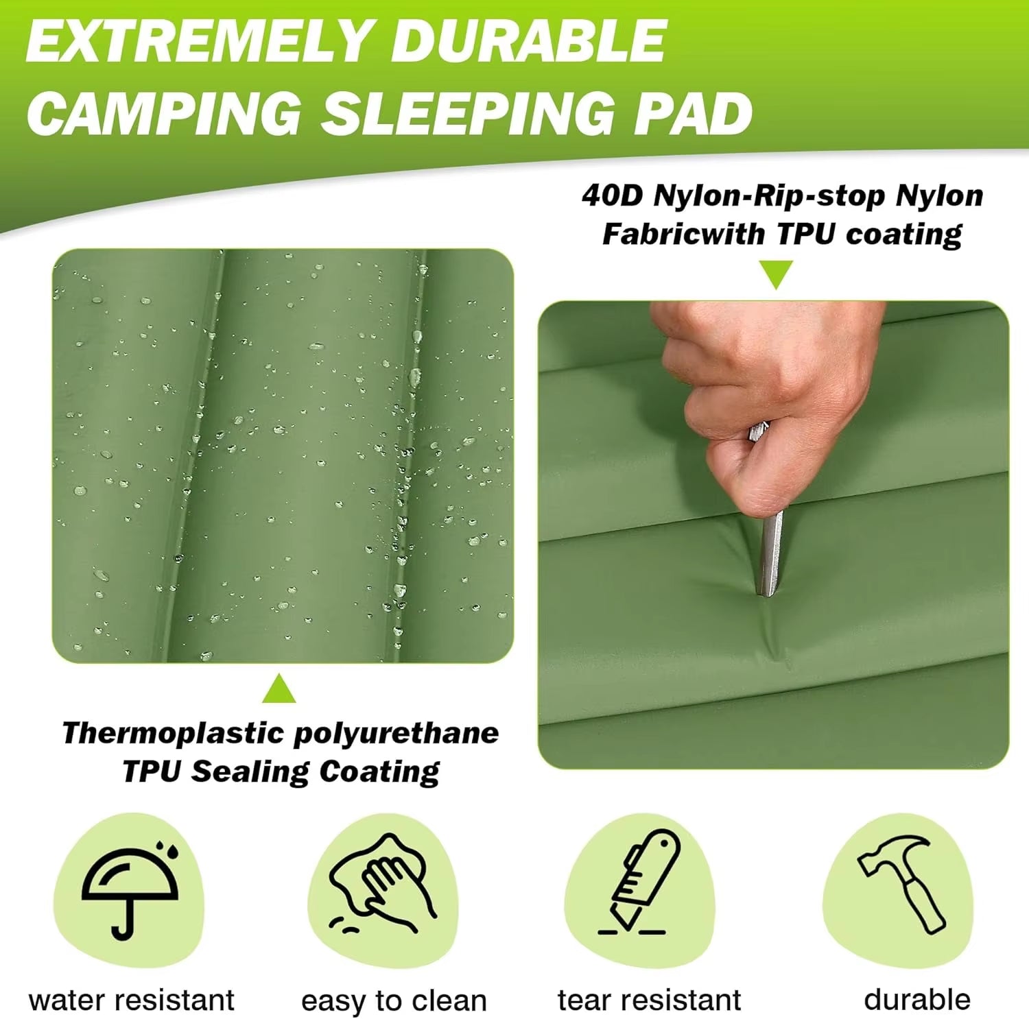 Extra Thick 4 Inch Camping Sleeping Pad Outdoor Camping Self-Inflating Mats Spliceable Hiking Fishing Sleeping Pad