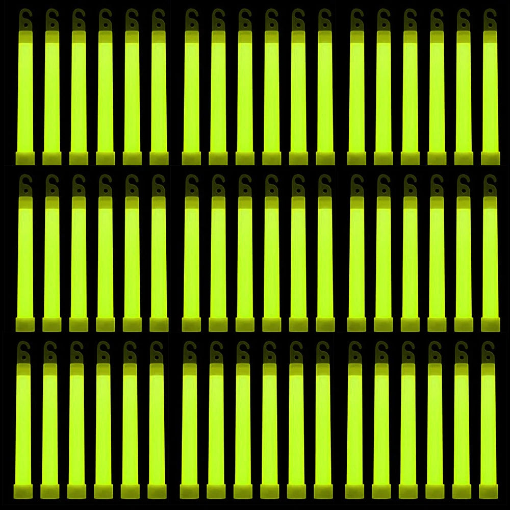 1-50Pcs Glow Sticks with Hook 6 Inch Fluorescence Light for Hiking Camping Outdoor Emergency Concert Party Light Sticks