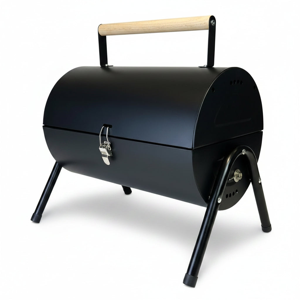 Camping Portable Charcoal Grill Stainless Steel Park BBQ Stoves Grills Folding Hibachi Grill with Handle, Mini Black Barbecue Smoker Grill for Outdoor