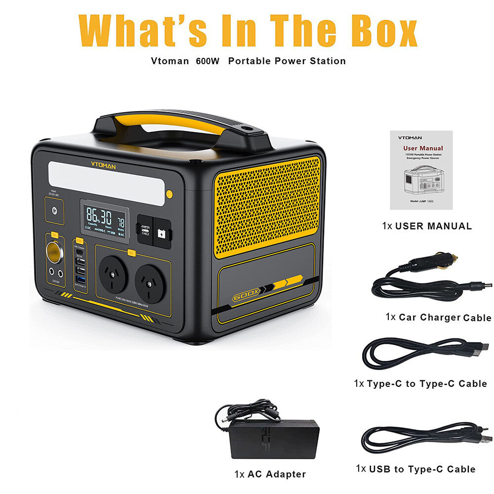 VTOMAN Jump 600X Portable Power Station 600W Solar Generator 299Wh for Camping