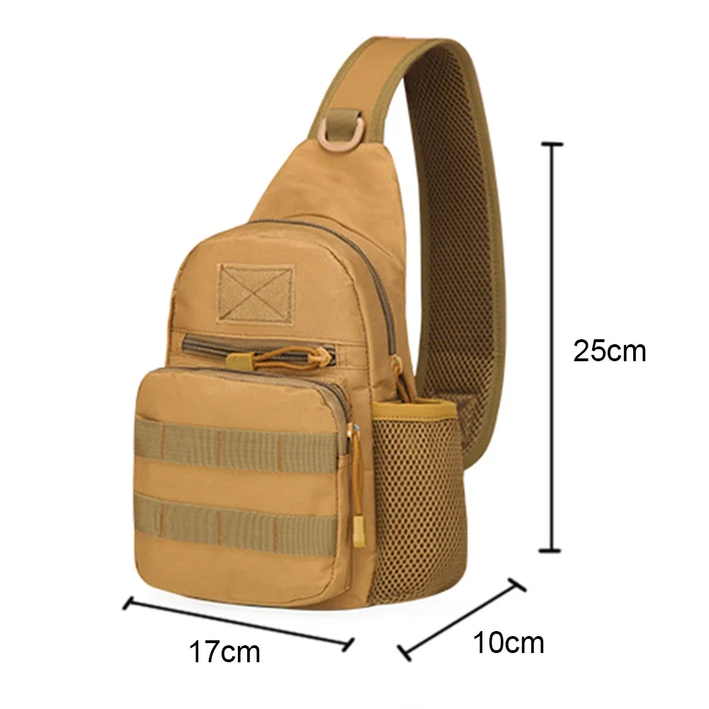 Outdoor Tactical Camouflage Kettle Chest Bag Men'S Hiking Backpack Nylon Hunting Fishing Camo Hiking Shoulder Bag