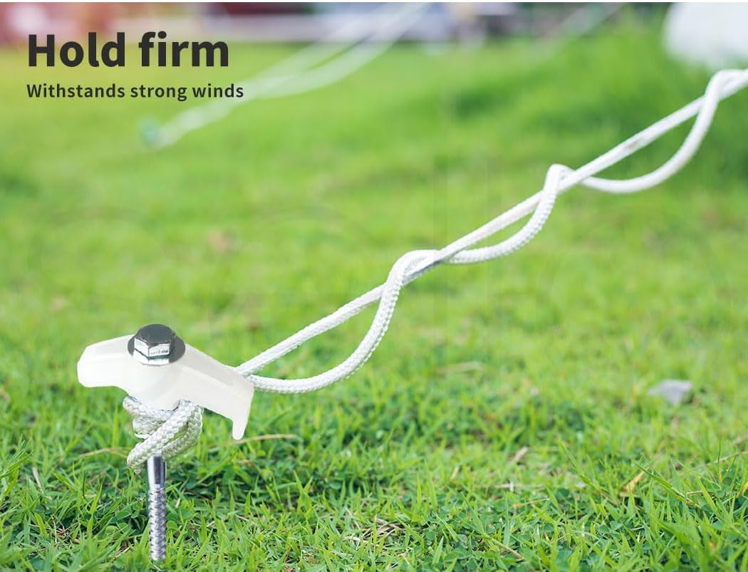 Tent Pegs Heavy Duty Screw Steel in Ground Camping Outdoor Stakes X15, 15Pcs Tent Stakes with Sotrage Box Case,Adaptor,Peg Puller, Galvanized Steel Tent Pegs for Camping,Garden,Sand,Beach