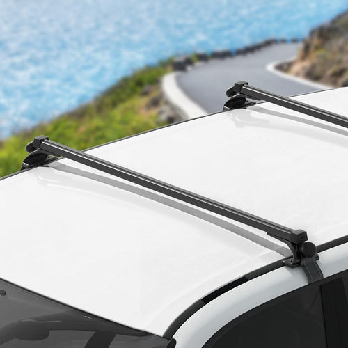 Car Roof Rack, 145Cm Length Universal Racks Pod Box Storage Basket Container Cross Bars Cars Accessories Transporting Storages, Adjustable Lockable Clamps 90Kg Aluminium Black