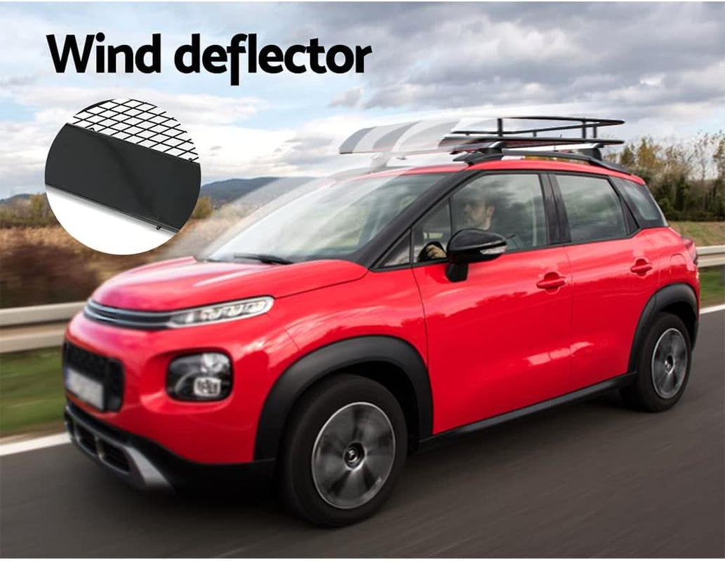 Car Roof Rack, 123 X 96 X 13.5Cm Universal Roofs Racks Pod Box Storage Basket Container Cars Accessories Transporting Storages, Clamp 80Kg Carrying Space Steel Black