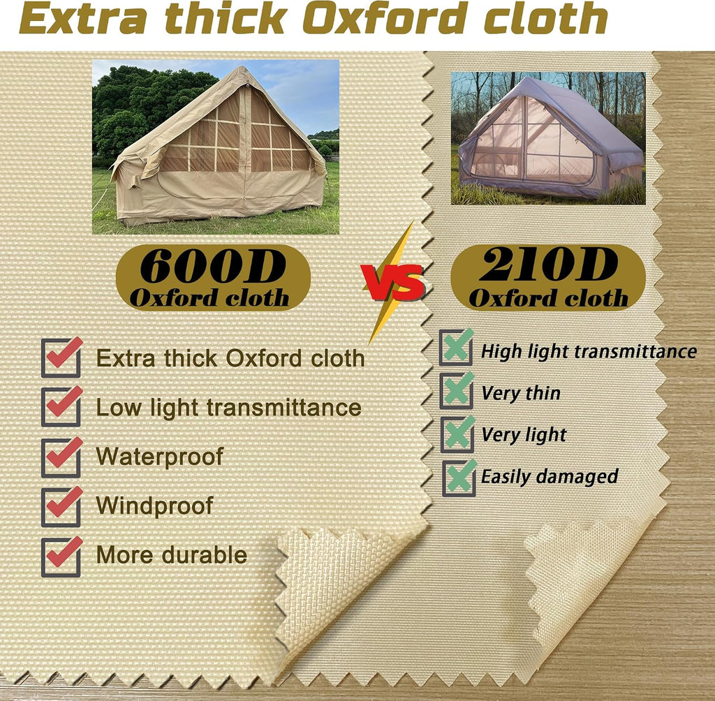 Portable All-Season Inflatable 4 Person Cabin House - Heavy Duty 600D Oxford Fabric