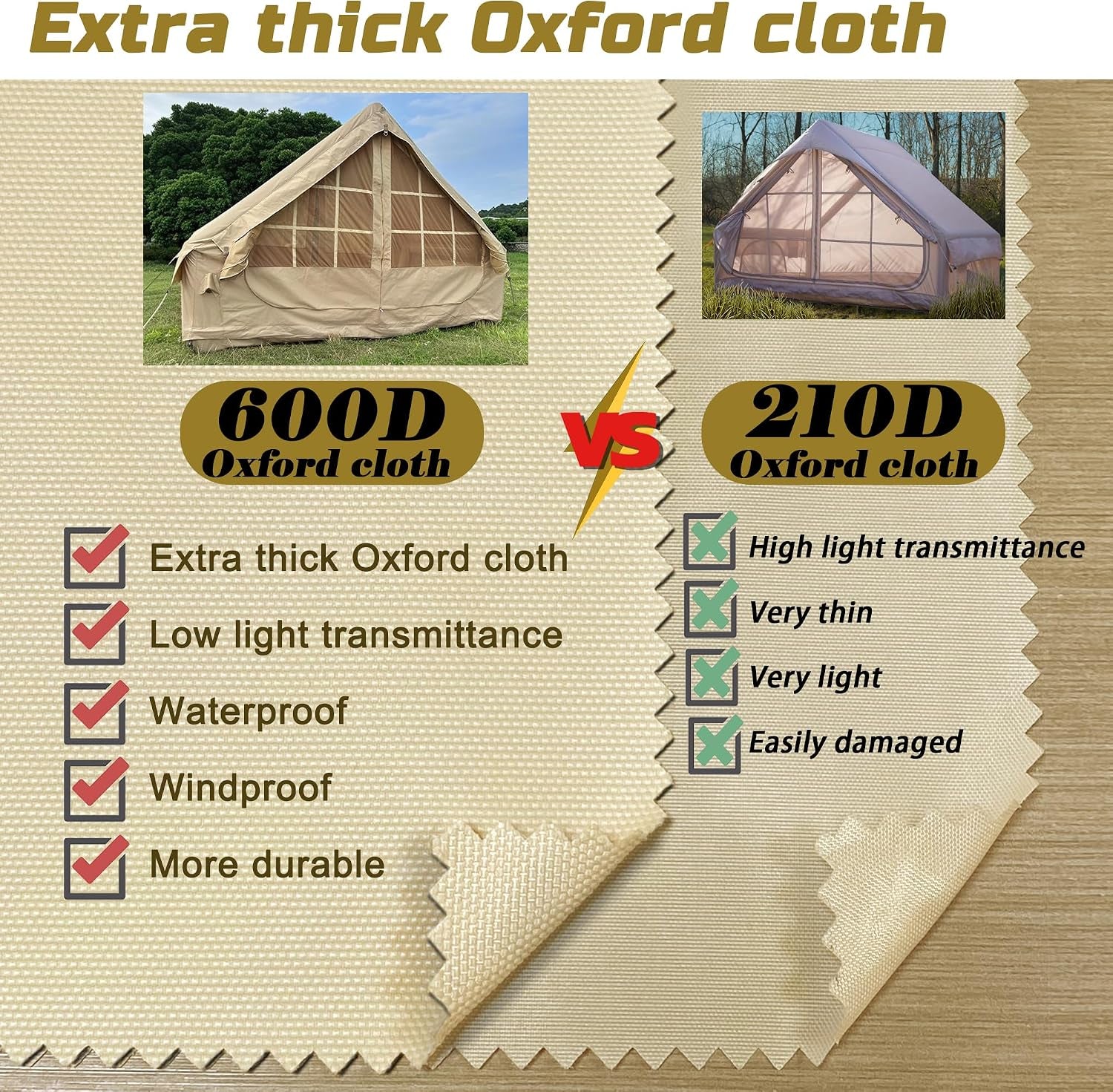 Portable All-Season Inflatable 4 Person Cabin House - Heavy Duty 600D Oxford Fabric