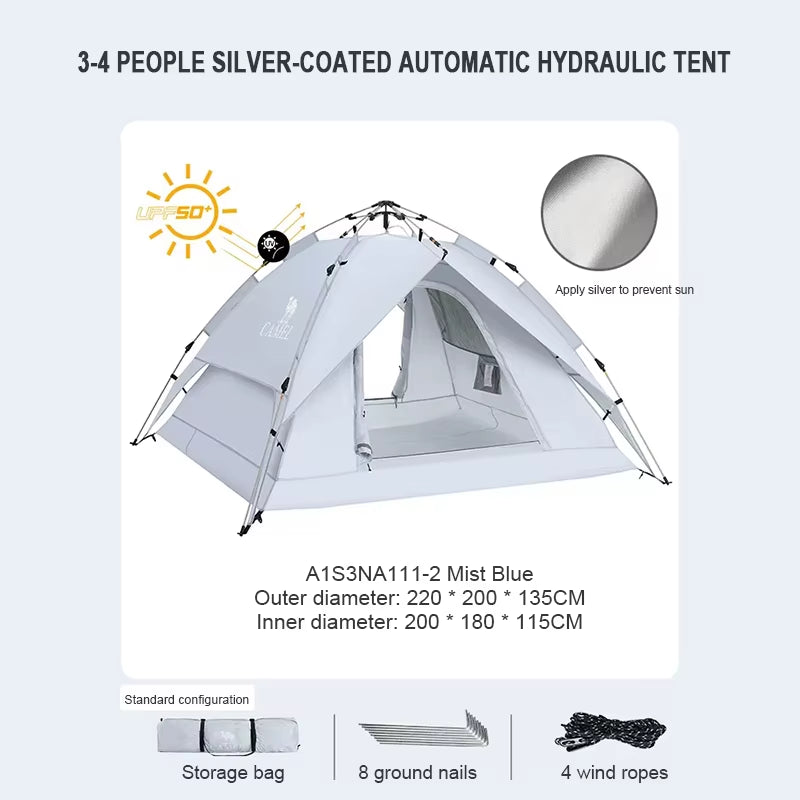 GOLDEN  4 Person Camping Tents Travel Outdoor One-Touch Tent Sun Protection Automatic Beach Tent Camping Equipment 텐트