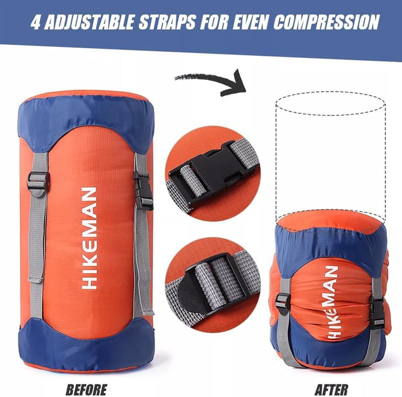 Waterproof Compression Stuff Sack Outdoor Camping Storage Bag Sleeping Bag Cover, Adjustable Straps, 4 Sizes, Tear-Resistant
