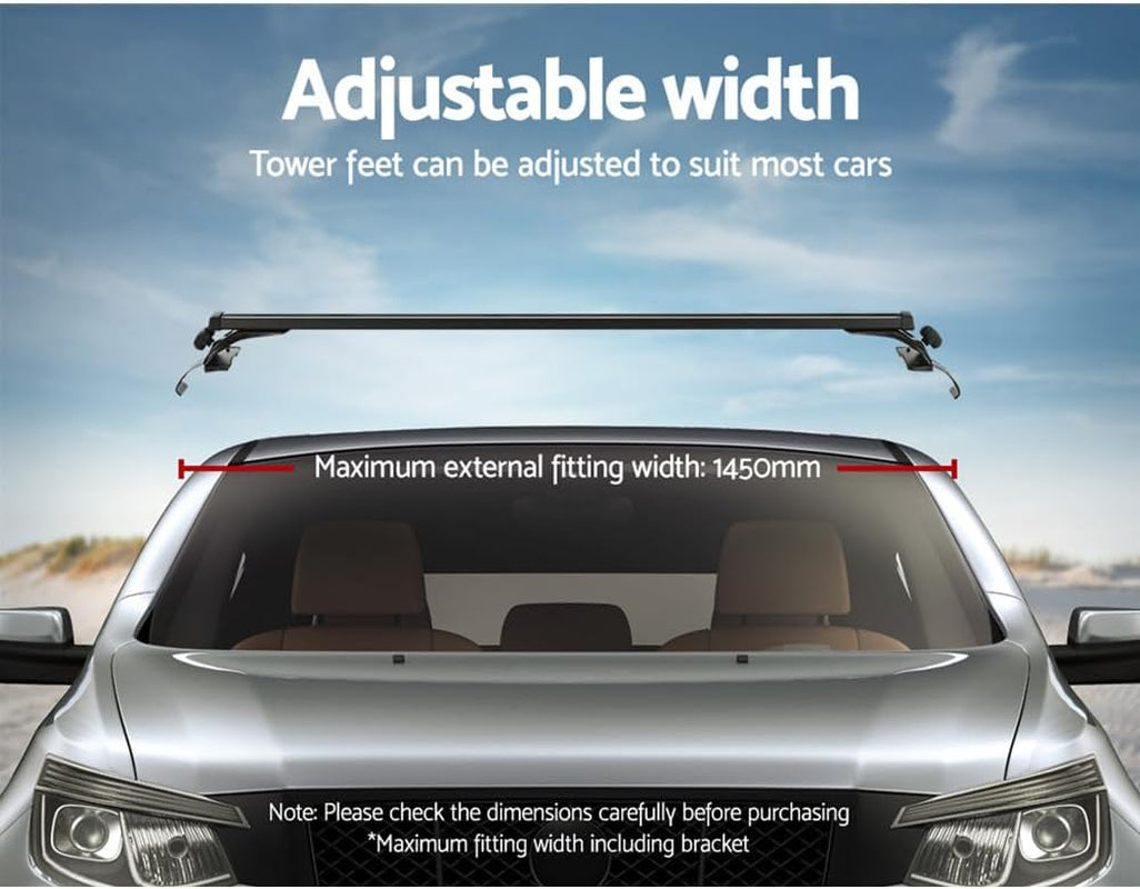 Car Roof Rack, 145Cm Length Universal Racks Pod Box Storage Basket Container Cross Bars Cars Accessories Transporting Storages, Adjustable Lockable Clamps 90Kg Aluminium Black