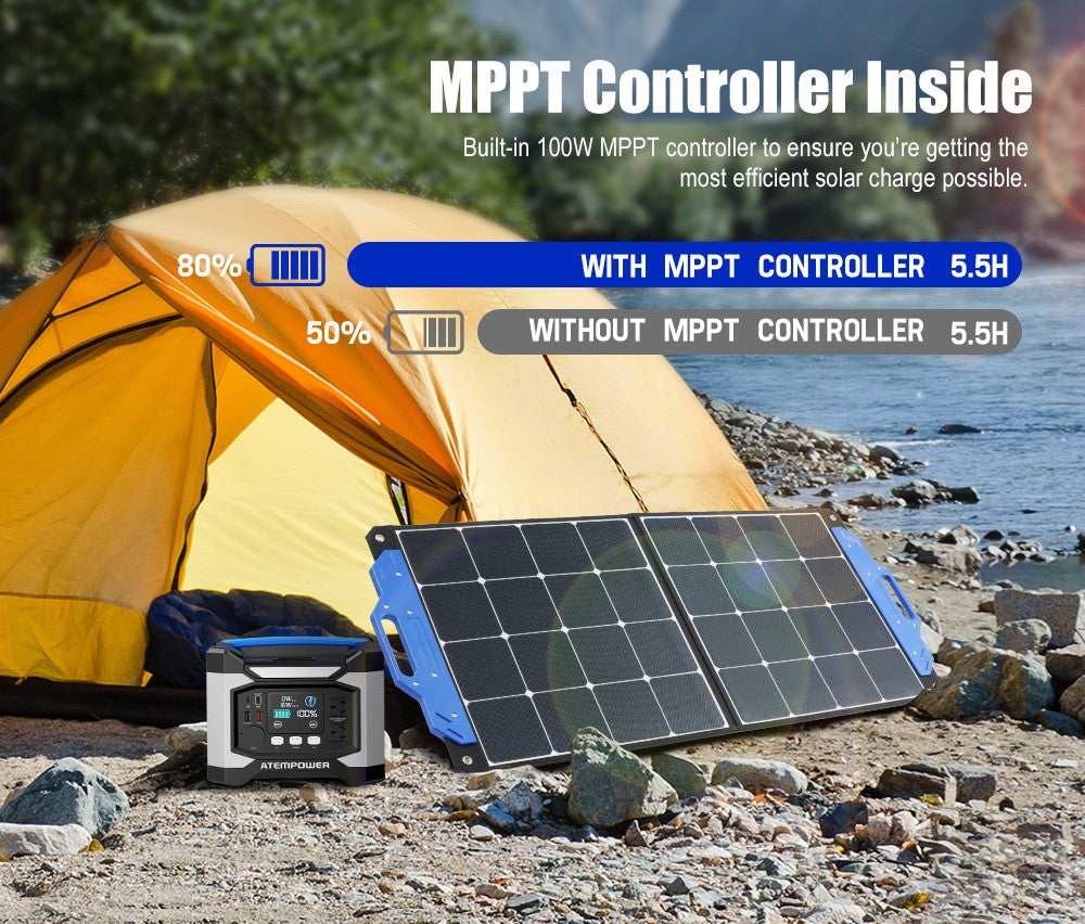 Atem Power Portable Power Station 500W Solar Generator 518Wh Charging RV Backup