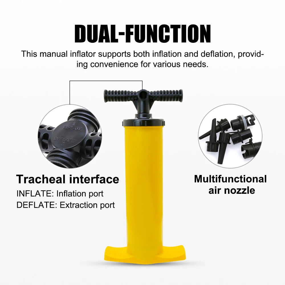 Two-Way Manual Pump for Inflatable Kayak Bed Pool Sofa Tent Multifunctional Hand Pump Portable High Pressure Dual-Use Inflation