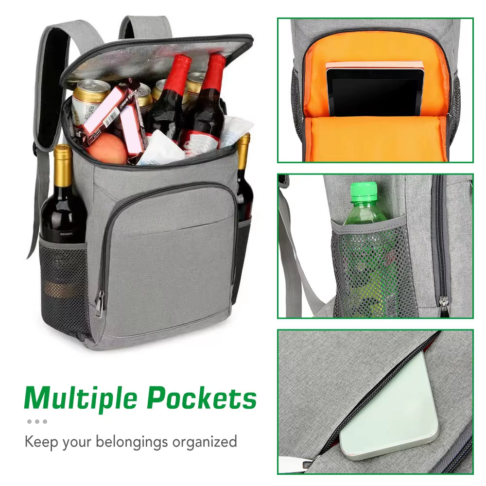 30L Cooler Backpack Leakproof Insulated Lunch Bag Camping Backpack for Outdoor Camping Hiking Picnics Beach