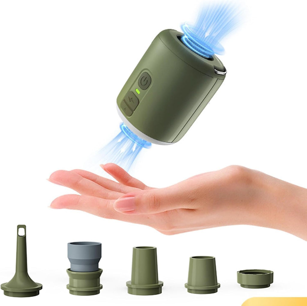 Electric Air Pump for Inflatables, Mini Portable Rechargeable Inflate Deflate Pump with Camping Light for Air Mattress Swimming Rings Pool Floats Raft Bed Bouncy Yoga Ball Vacuum Storage Bags