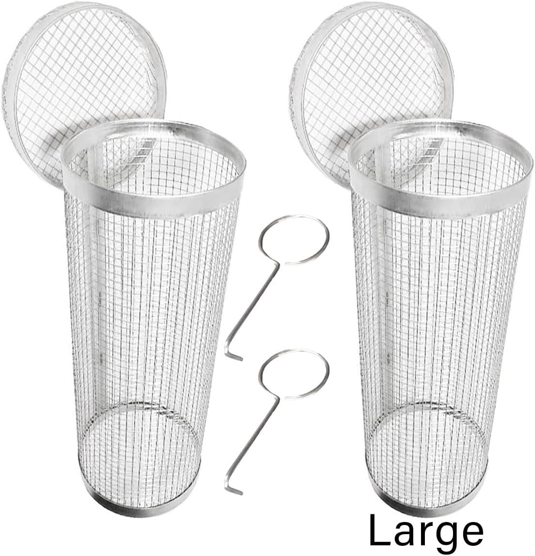 2PCS round BBQ Grill Basket, 7.9/11.8 Inch Rotating Barbecue Cage for Vegetables, Meat, and Seafood, Portable Smoker Drum with Mesh Design