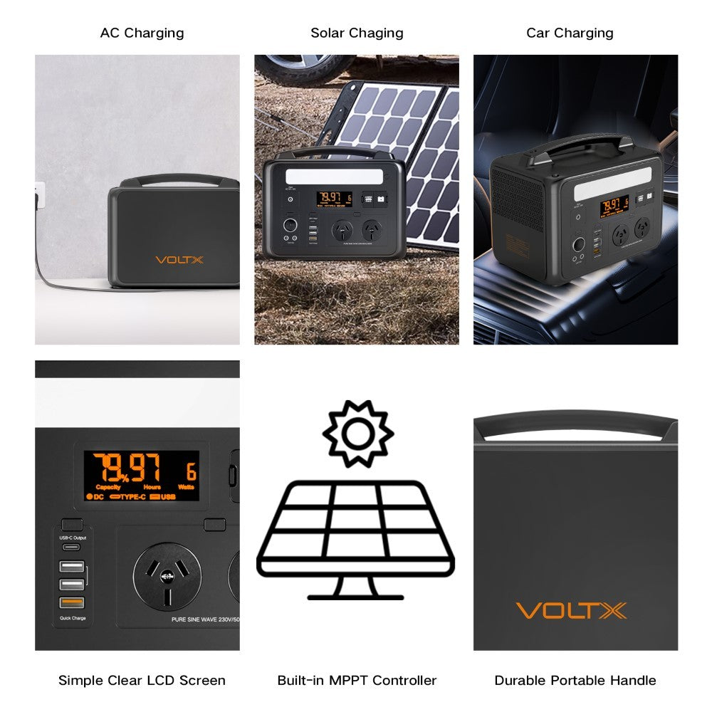 Voltx 600W 307Wh Solar Generator Portable Power Station Emergency RV Camping