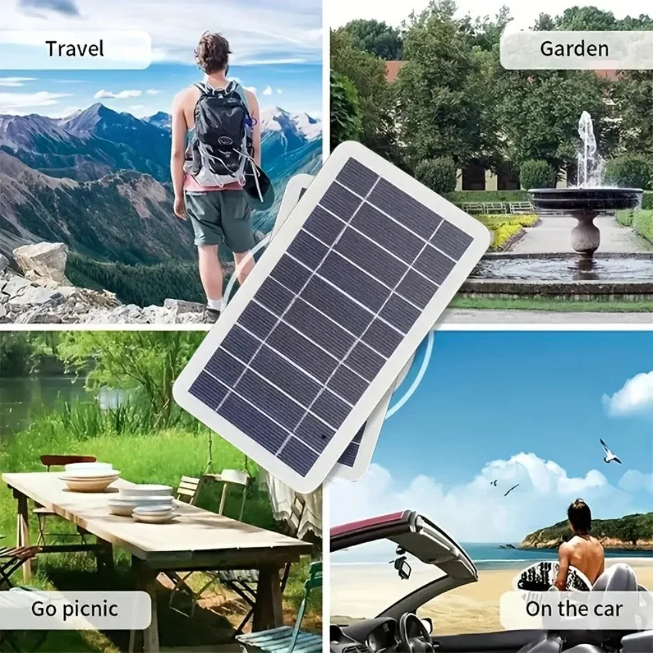 Portable USB Solar Panel Charger Safe Stable Charger Compatible with Phones Fans Flashlights for Outdoor Travel Camping