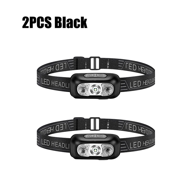 Sensor Headlamps Mini LED Night Fishing Powerful Torch Head Lamp USB Rechargeable Super Bright Adjustable Angle Headlight