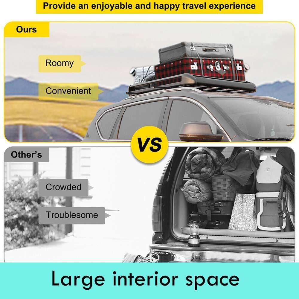 Car Roof Rack Basket Luggage Carrier Vehicle Cargo Rails 140X100Cm Black 150KG