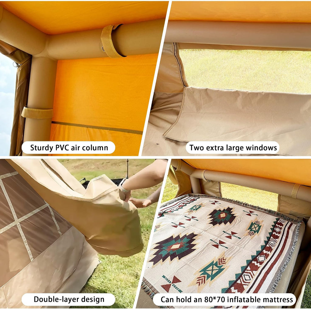 Portable All-Season Inflatable 4 Person Cabin House - Heavy Duty 600D Oxford Fabric
