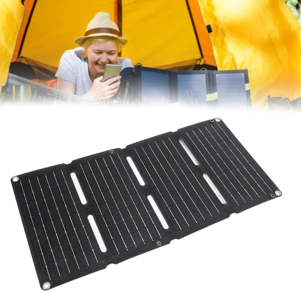 Solar Charger Power Bank Folding Camping Solar Panel Portable and Foldable Dual USB Foldable Portable Solar Panel,Efficient and Fast Folding, for Camping RV Fishing Portable Power Banks