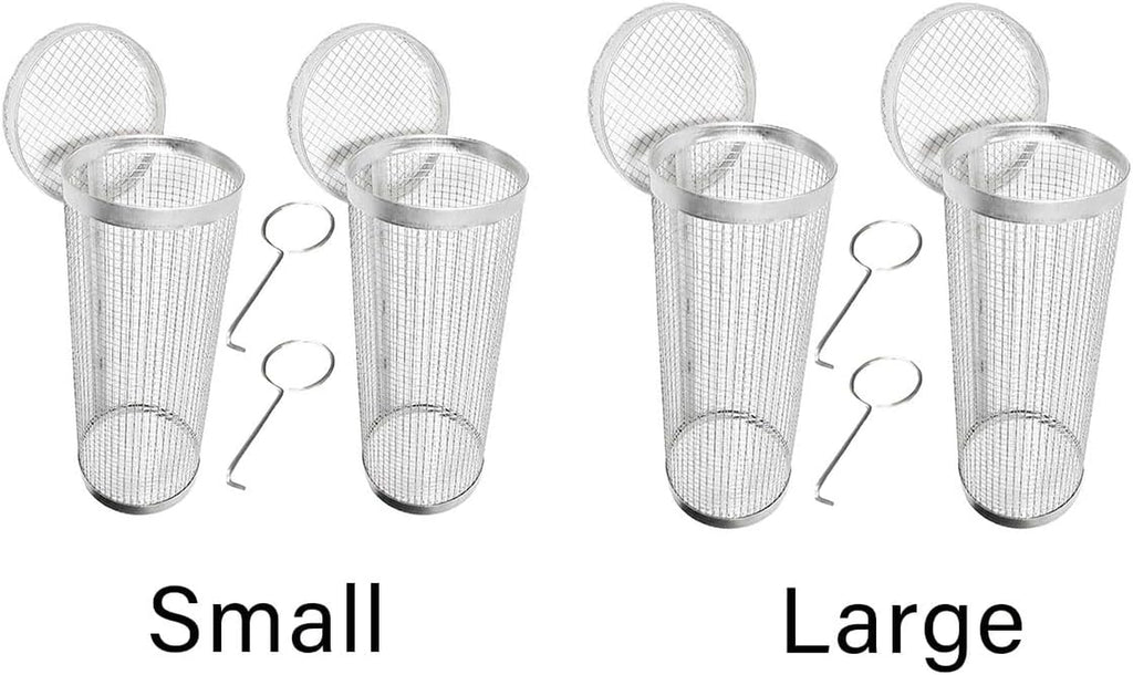 2PCS round BBQ Grill Basket, 7.9/11.8 Inch Rotating Barbecue Cage for Vegetables, Meat, and Seafood, Portable Smoker Drum with Mesh Design