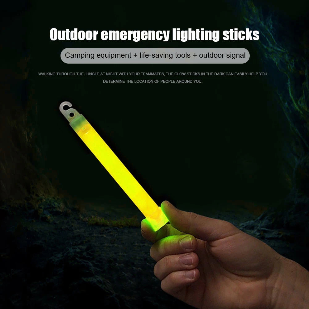 1-50Pcs Glow Sticks with Hook 6 Inch Fluorescence Light for Hiking Camping Outdoor Emergency Concert Party Light Sticks