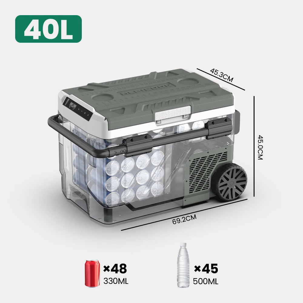 Alpicool EZGW 40L 50L 60L Car Refrigerator 12V Compressor Fridge Freezer Dual Zone with Wheels Portable Cooler for Camping BBQ