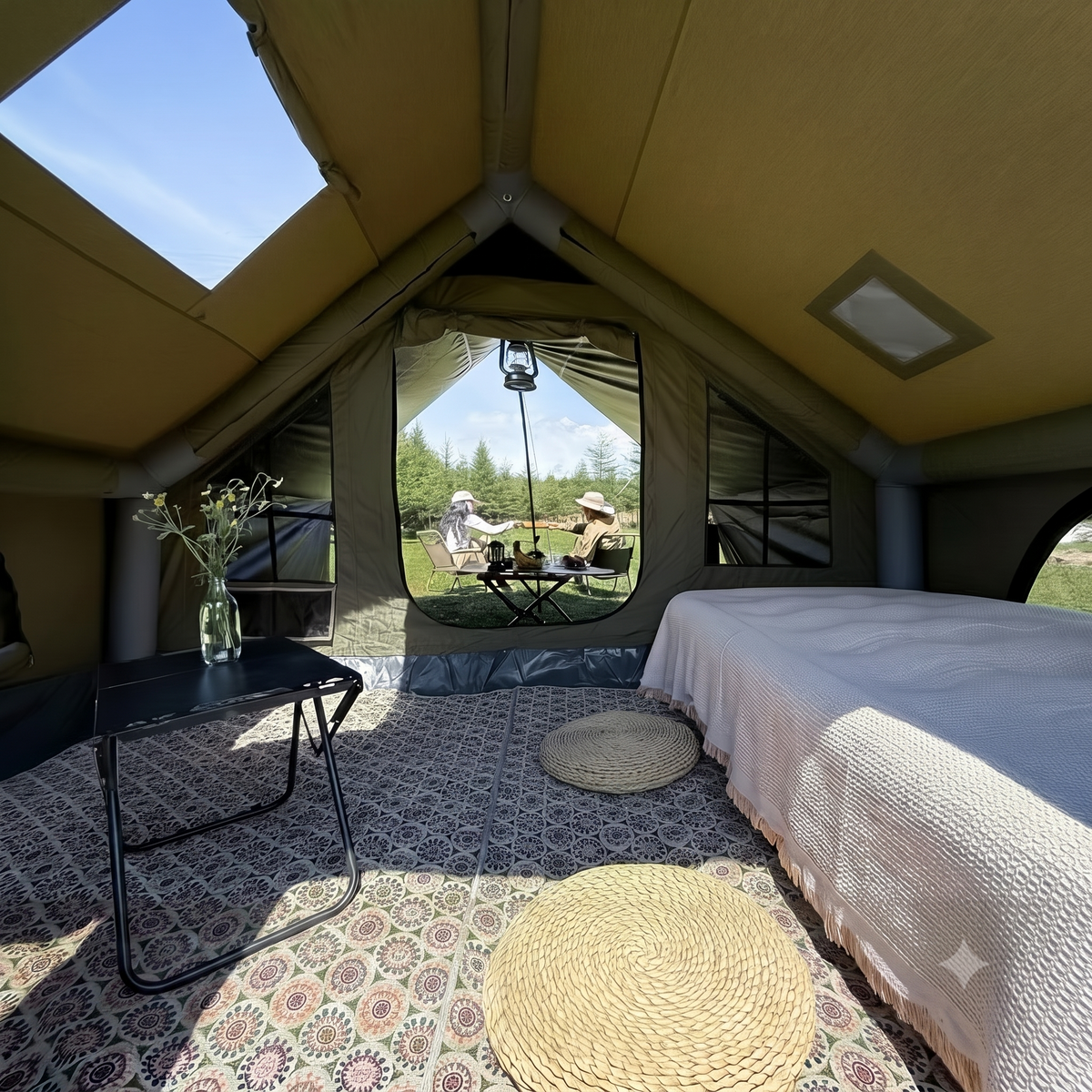Pakicetus 8-Person Inflatable Glamping Tent - Mesh Windows & Hand Pump