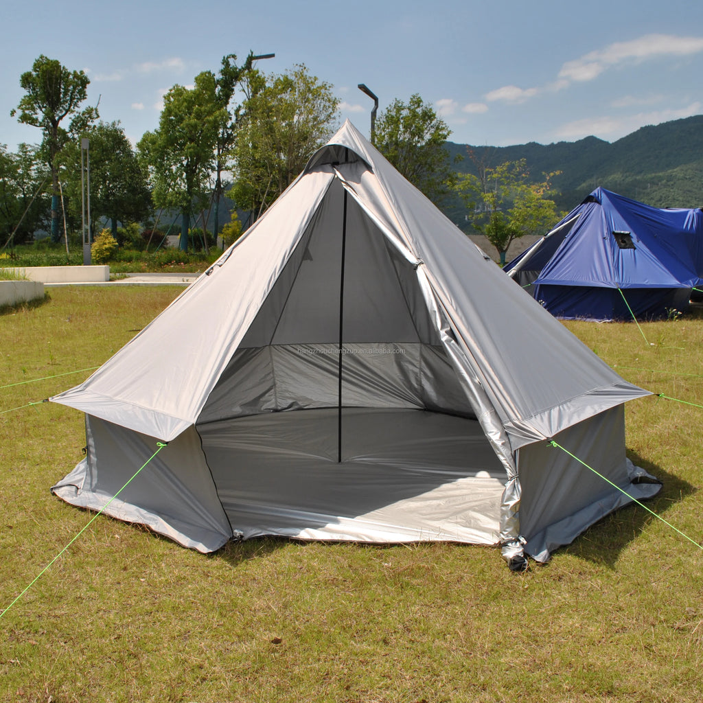 4 Person Bell Tent for Camping - Breathable Spacious Water-Resistant Glamping Tent - Luxury Bell Yurt Outdoor Teepee for Stove Tent4