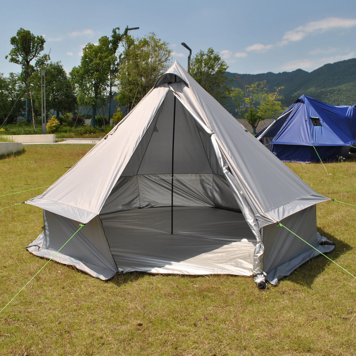 4 Person Bell Tent for Camping - Breathable Spacious Water-Resistant Glamping Tent - Luxury Bell Yurt Outdoor Teepee for Stove Tent4