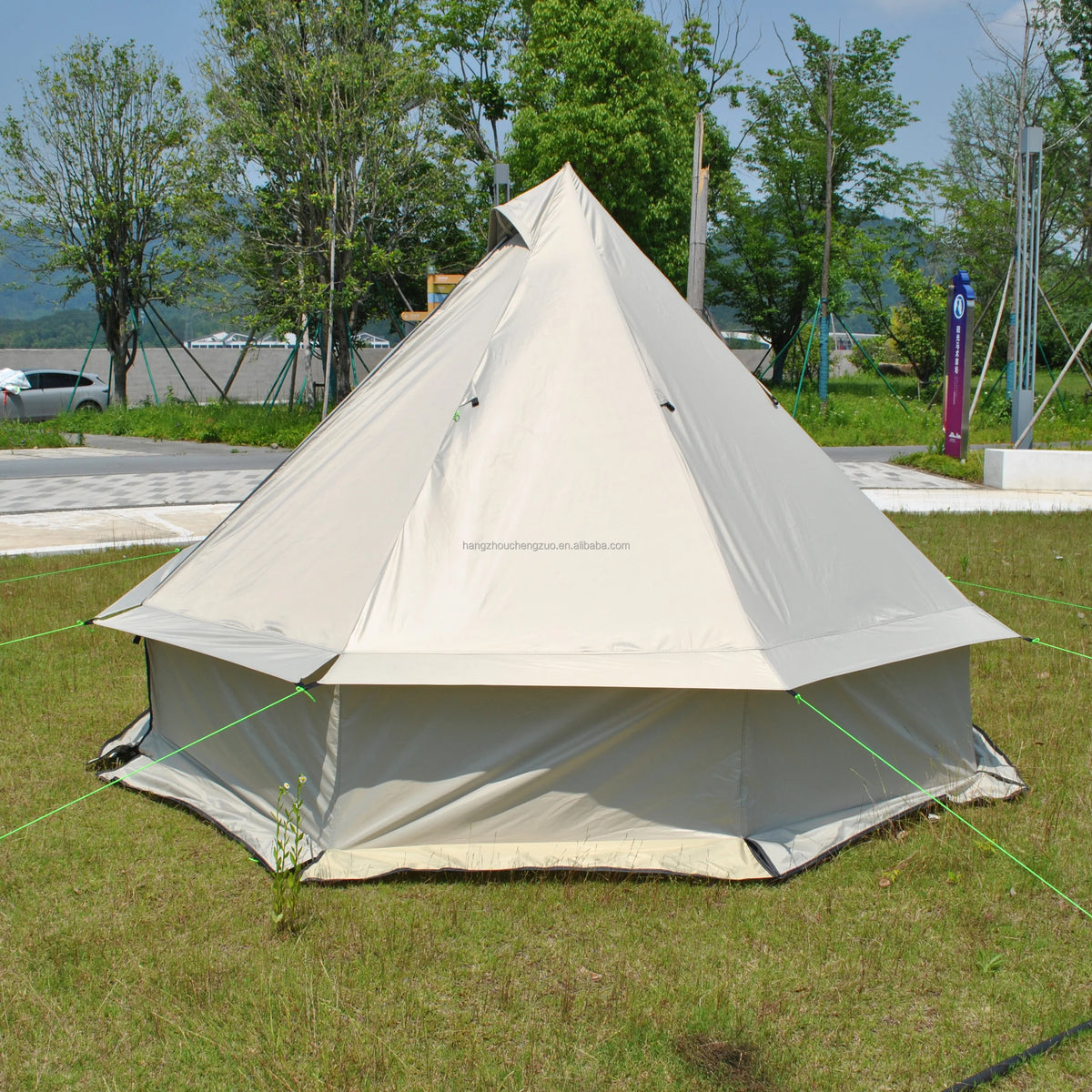 4 Person Bell Tent for Camping - Breathable Spacious Water-Resistant Glamping Tent - Luxury Bell Yurt Outdoor Teepee for Stove Tent4