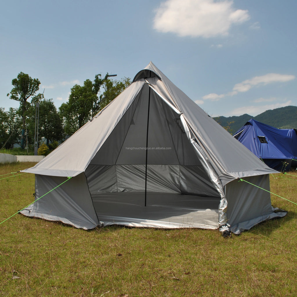4 Person Bell Tent for Camping - Breathable Spacious Water-Resistant Glamping Tent - Luxury Bell Yurt Outdoor Teepee for Stove Tent4
