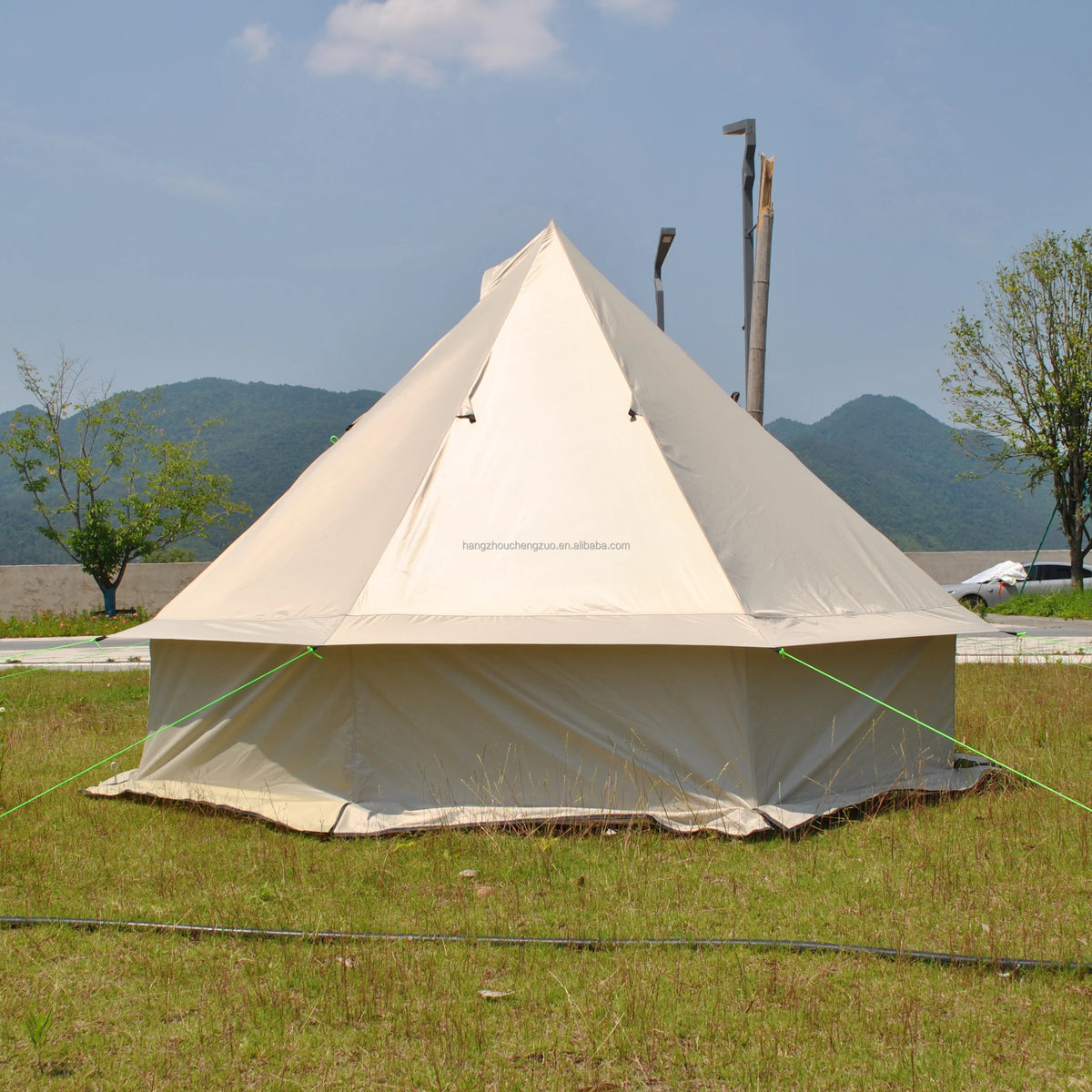 4 Person Bell Tent for Camping - Breathable Spacious Water-Resistant Glamping Tent - Luxury Bell Yurt Outdoor Teepee for Stove Tent4