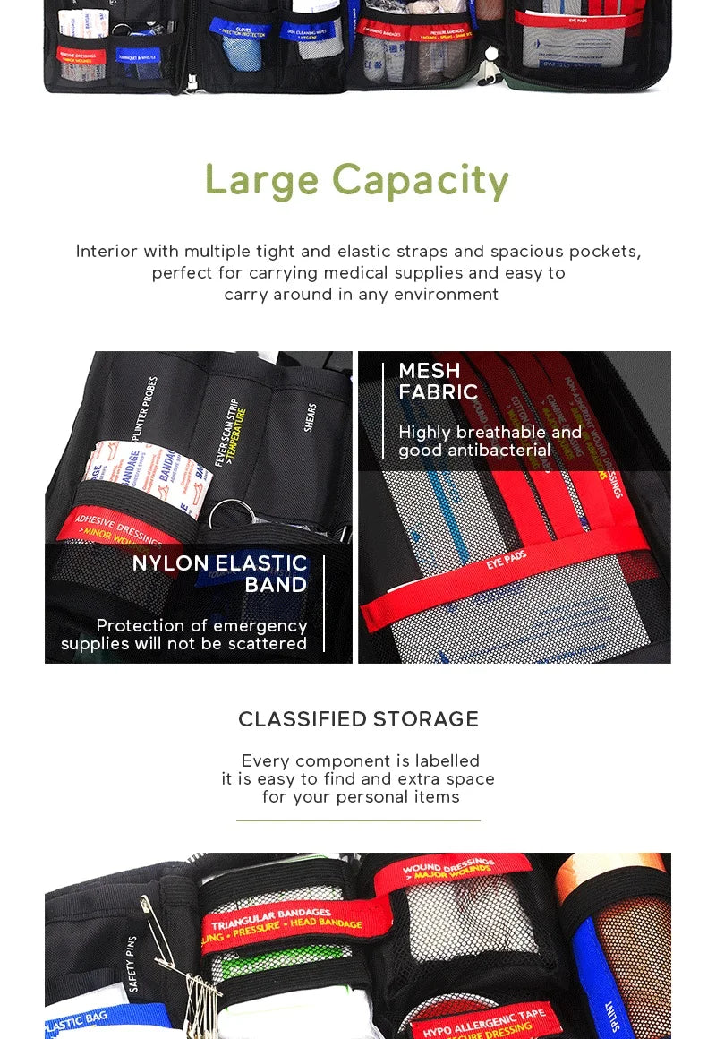 BearHoHo Large Size Handy First Aid Kit Bag Emergency Kit Medical Rescue Bag for Workplace Home Outdoor Car Travel Hiking Camping