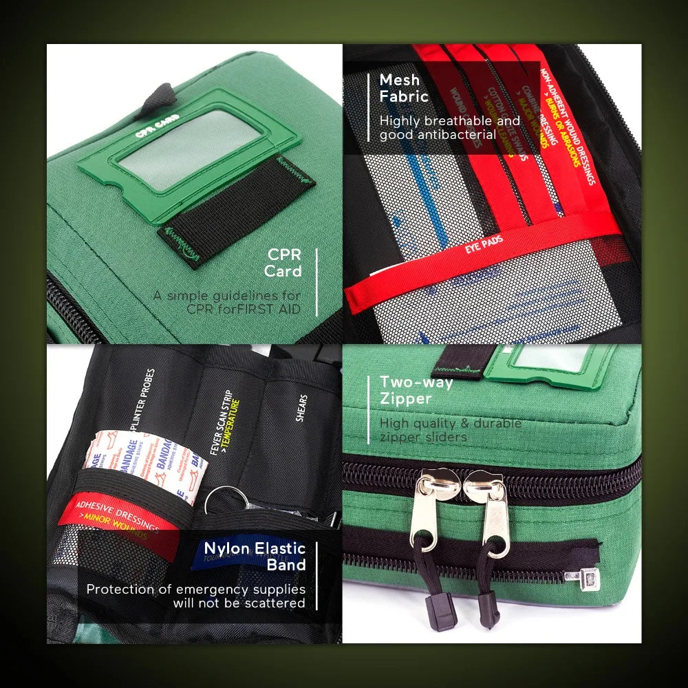 BearHoHo Large Size Handy First Aid Kit Bag Emergency Kit Medical Rescue Bag for Workplace Home Outdoor Car Travel Hiking Camping
