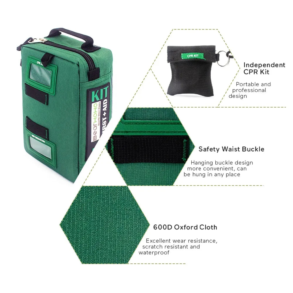 BearHoHo Large Size Handy First Aid Kit Bag Emergency Kit Medical Rescue Bag for Workplace Home Outdoor Car Travel Hiking Camping