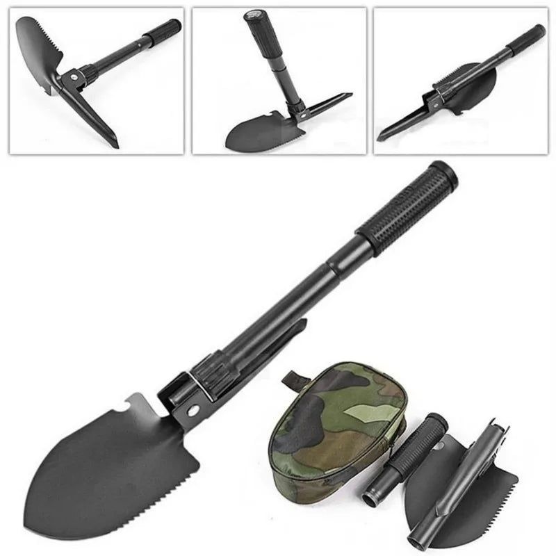 Foldable Shovel with Compass Multi Purpose for Camping Hiking Backpacking Gardening Hiking Accessories