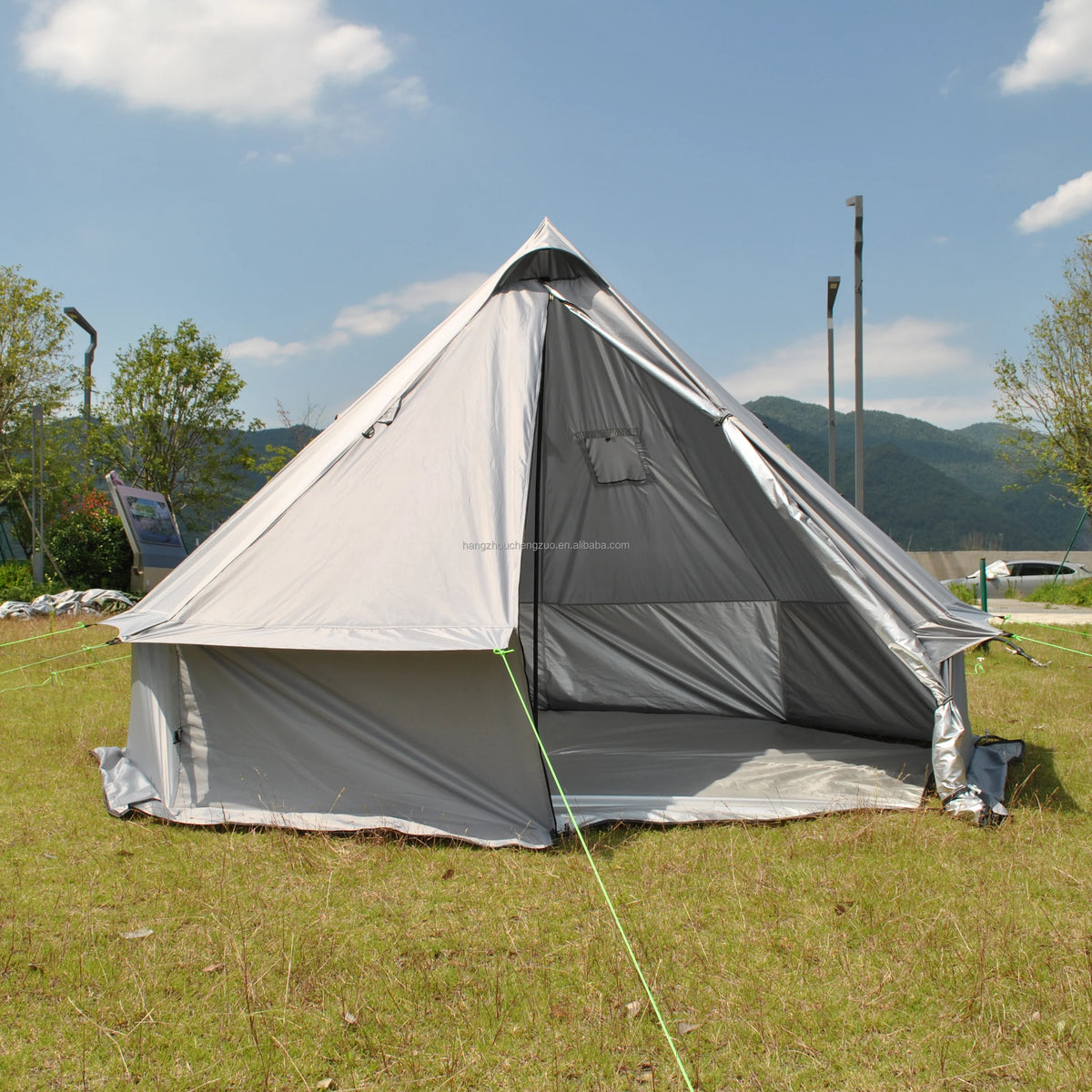 4 Person Bell Tent for Camping - Breathable Spacious Water-Resistant Glamping Tent - Luxury Bell Yurt Outdoor Teepee for Stove Tent4