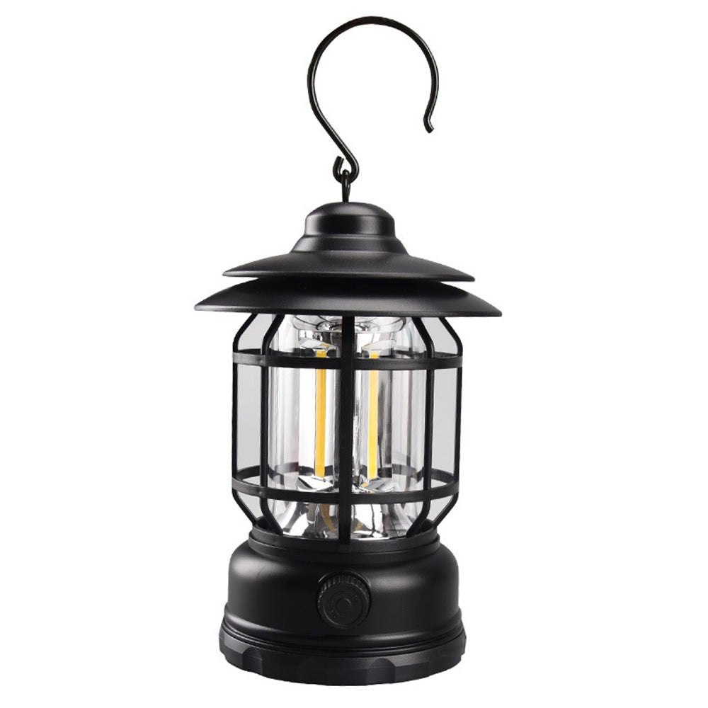 Portable Retro Camping Lantern — COB LED, Rechargeable or Dry Battery