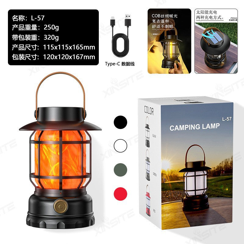 Portable Retro Camping Lantern — COB LED, Rechargeable or Dry Battery